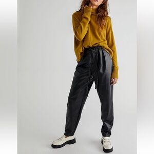 MOTHER Women's Black Leather Trousers